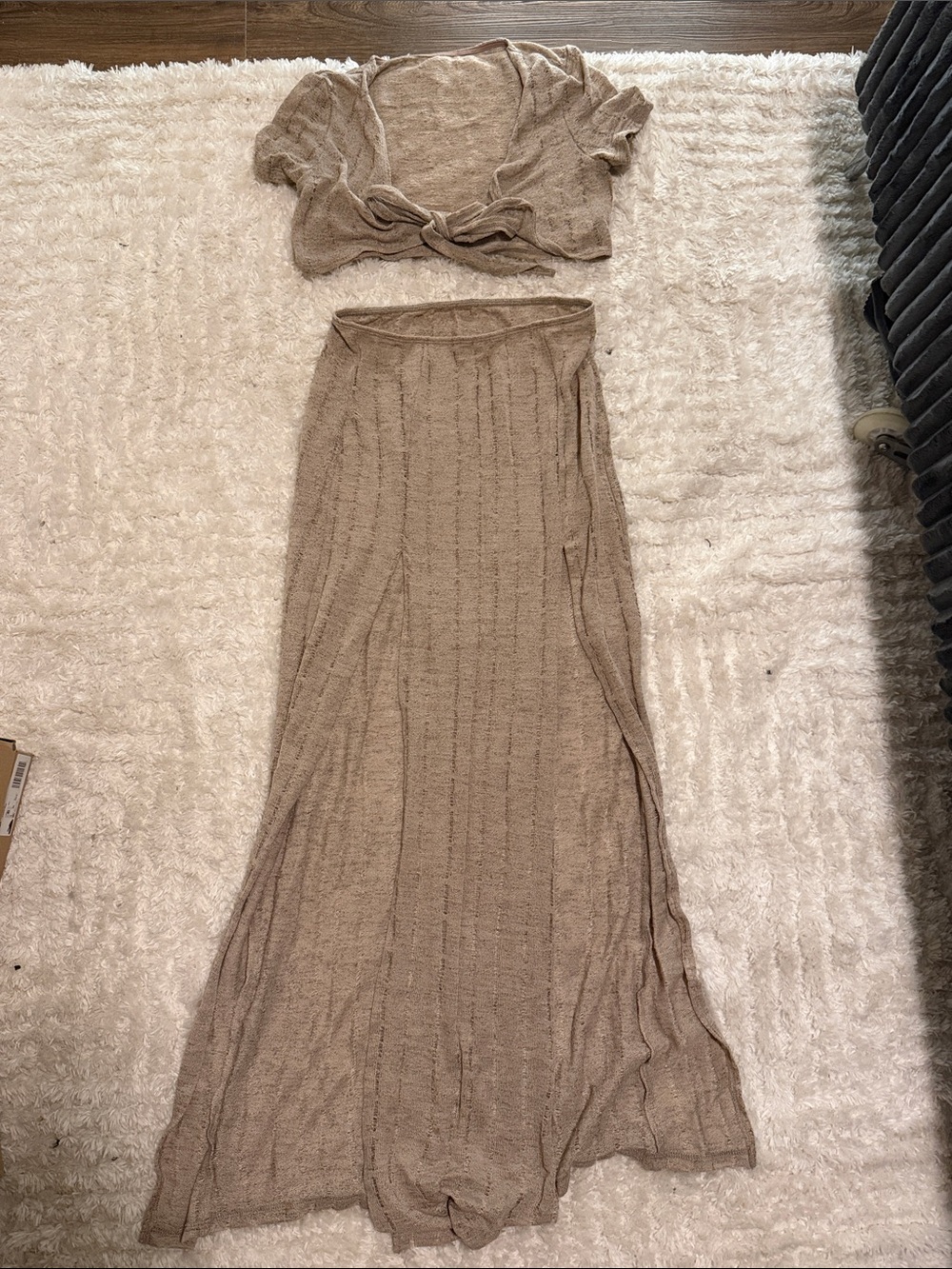 Two-Piece Knit Maxi Set in Taupe